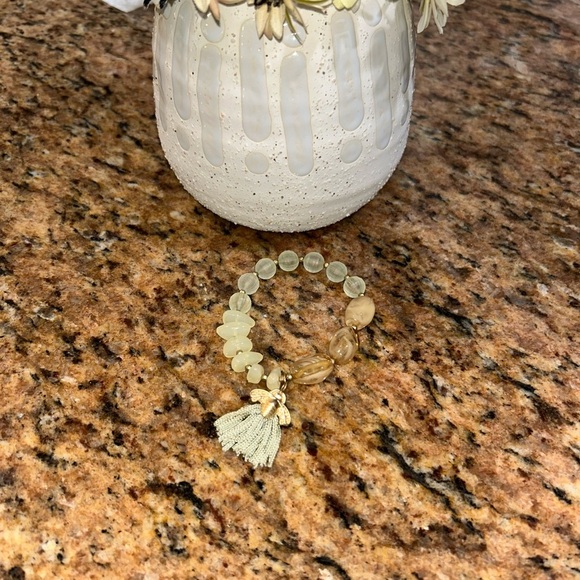 (Bundle 3 for $15) Elegant Gold Beaded Bracelet with Bee Tassel - Picture 4 of 4